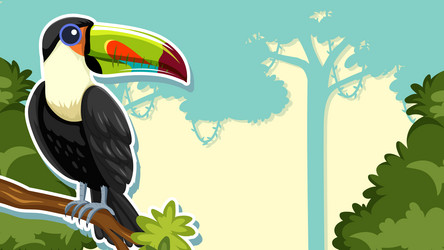 thumbnail design with toucan bird on branch vector