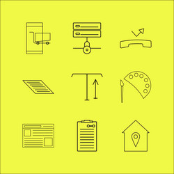 web linear icon set simple outline icons vector image