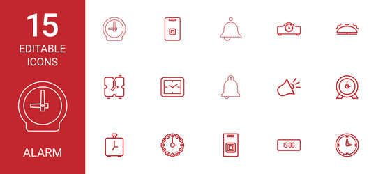 15 alarm icons vector