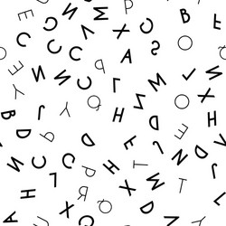 Black letter seamless pattern on white background Vector Image
