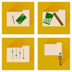 concept of flat icons with long shadow folder vector image