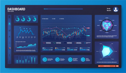 Dark Dashboard UI Kit vector image