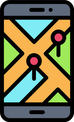 map on smartphone icon location and navigation vector image