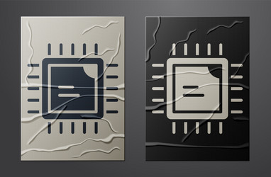 white computer processor with microcircuits cpu vector image