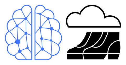 brain with neural network connection and cloud vector image