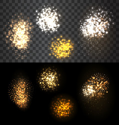 festive set firework bursting various shapes vector