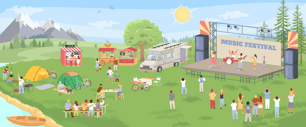 music festival outdoors party event in park scene Vector Image
