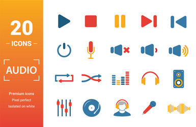 audio buttons icon set include creative elements vector image