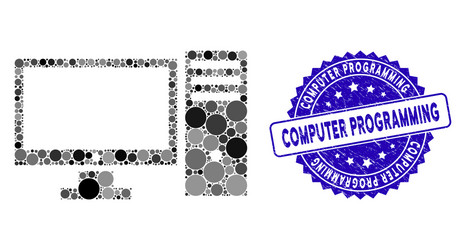 Collage computer icon with scratched vector