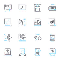 Computer science linear icons set algorithm data vector