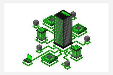 concept of data network management isometric map vector image