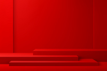 Red rectangle chinese podium stage and stand vector