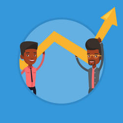 Two businessmen holding arrow going up vector