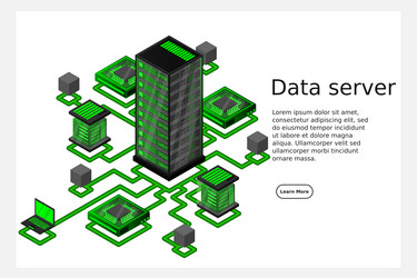 concept of data network management isometric map vector image