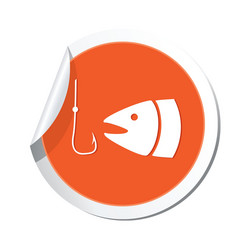 fishing icon orange sticker vector