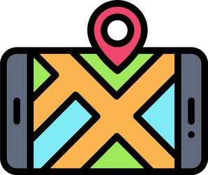 map on smartphone icon location and navigation vector image