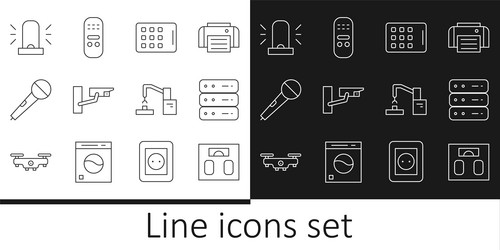 set line bathroom scales server data web hosting vector image