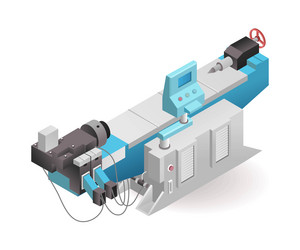 automatic industrial cnc computer lathe machine vector image