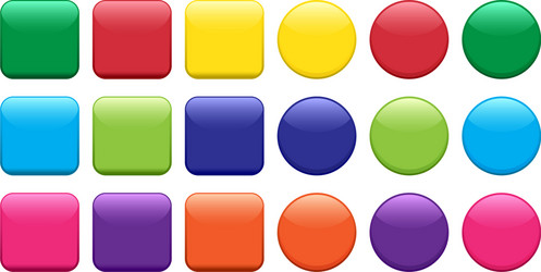 colorful set buttons square and round shape vector image