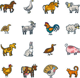 Farm Animal Doodle Set Vector Image
