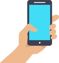 Hand holding smart phone showing screen isolated vector