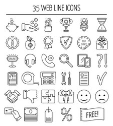 set of linear web icons line for business vector