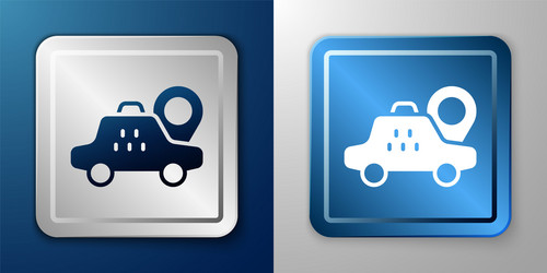 white map pointer with taxi car icon isolated vector image
