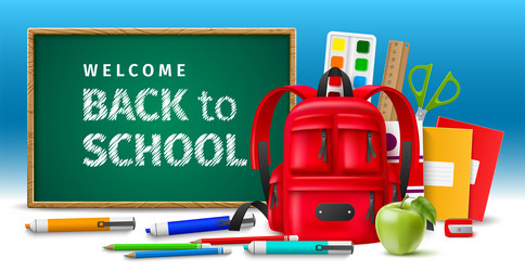 Back to school poster learning realistic elements vector