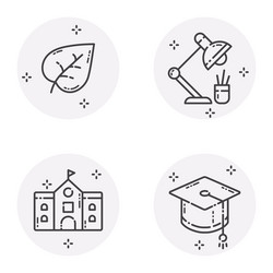 Education flat icon set isolated on white vector