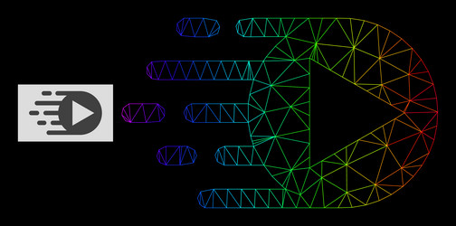 spectrum gradiented polygonal net play function vector image