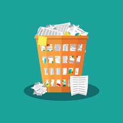 Trash recycle bin garbage flat vector