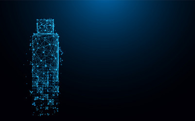 usb flash drive icon from lines and particle vector image