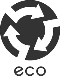 Eco label glyph icon circle with cut arrows vector