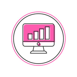 filled outline computer monitor with graph chart vector image