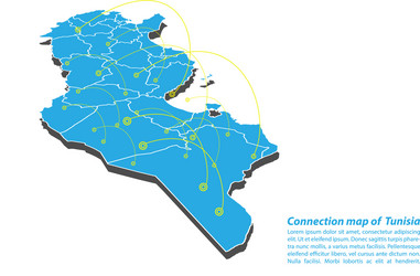 modern of tunisia map connections network design vector