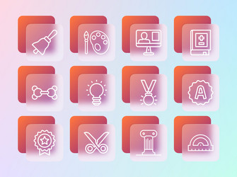 set line book with mathematics scissors medal vector image