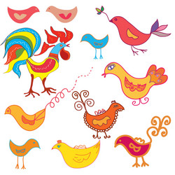 Set of funny birds vector