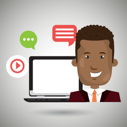 social networking user laptop isolated icon design vector image