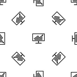statistics on monitor pattern seamless black vector image