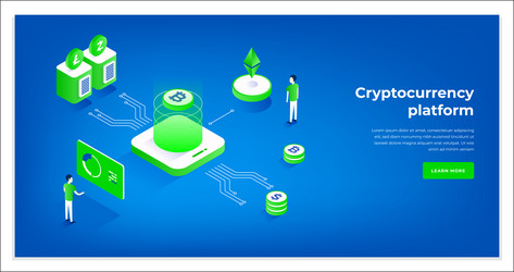 bitcoin mining farm cryptocurrency platform web vector image