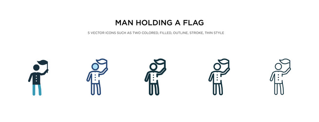 Man holding a flag icon in different style two vector