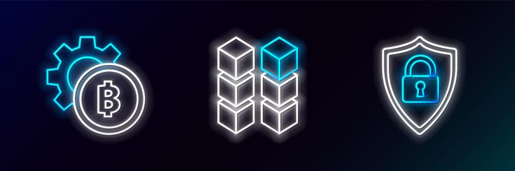 set line shield security with lock cryptocurrency vector image