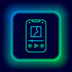glowing neon line music player icon isolated vector image
