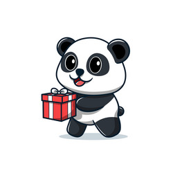 panda holding birthday gift box Vector Image