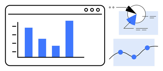 data analytics dashboard with bar graph pie chart vector image