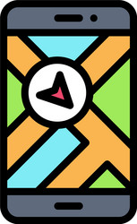 map on smartphone icon location and navigation vector