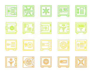 Safe simple color line icons set vector