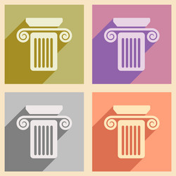 Set of flat web icons with long shadow column vector