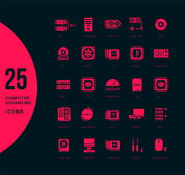 set simple icons computer upgrading vector image