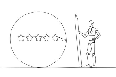 Single continuous line drawing robot stands Vector Image